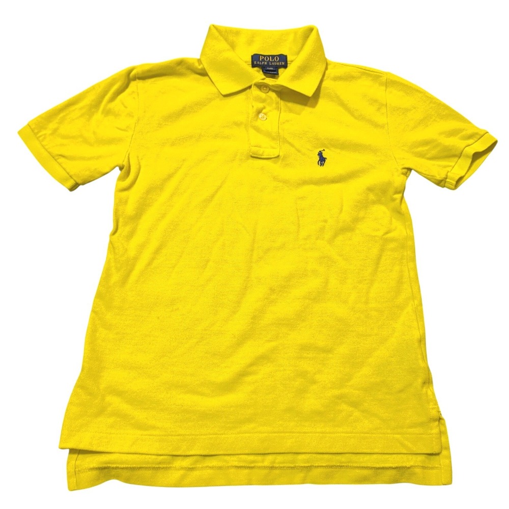 Polo Ralph Lauren Kids Yellow Short Sleeve Cotton Pique Polo Shirt Size S 8